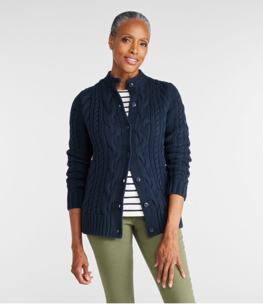 Women's Double L® Cable Sweater, Button-Front Cardigan - leoleo123123