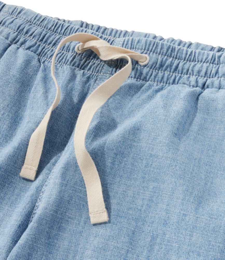 Women's Lakewashed Pull-On Chinos, Mid-Rise Wide-Leg Chambray - leoleo123123