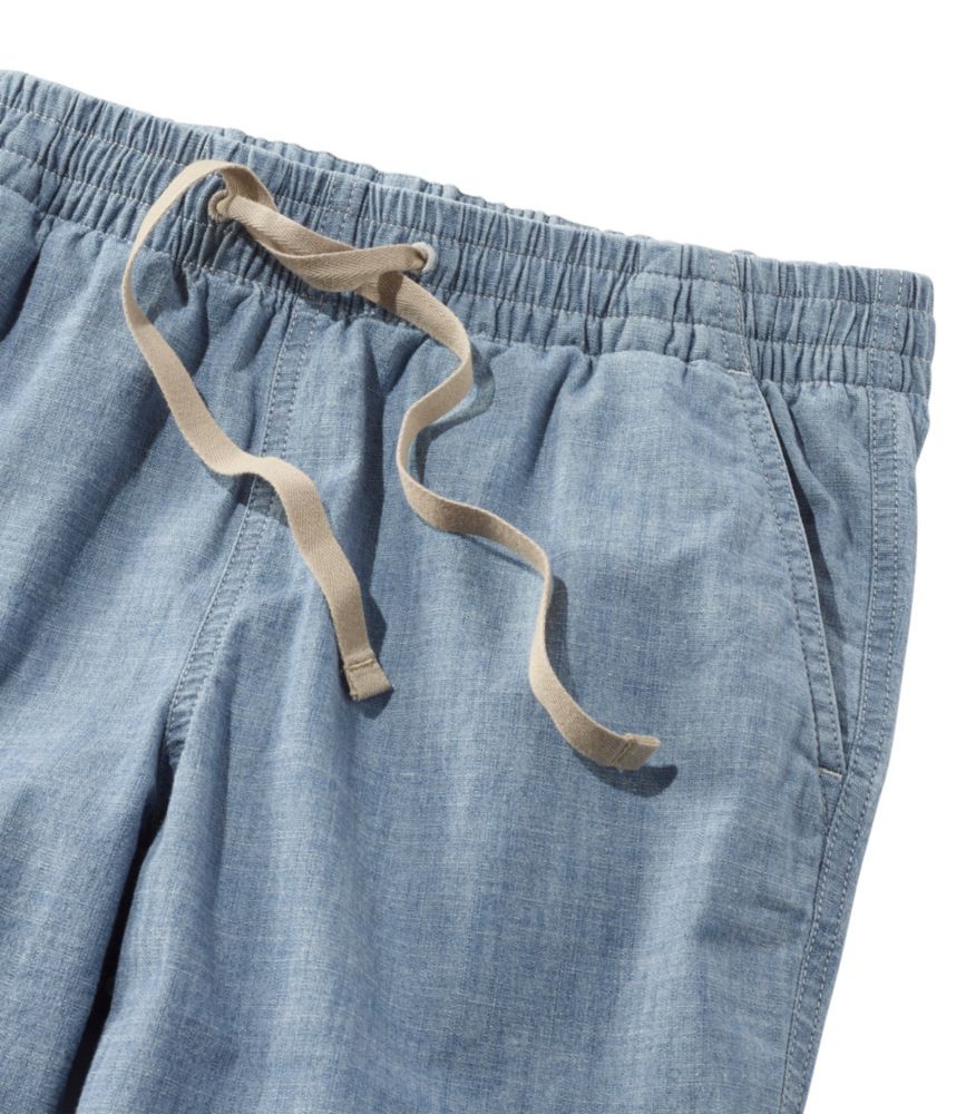 Women's Lakewashed Pull-On Chinos, Mid-Rise Chambray Ankle Pants - leoleo123123