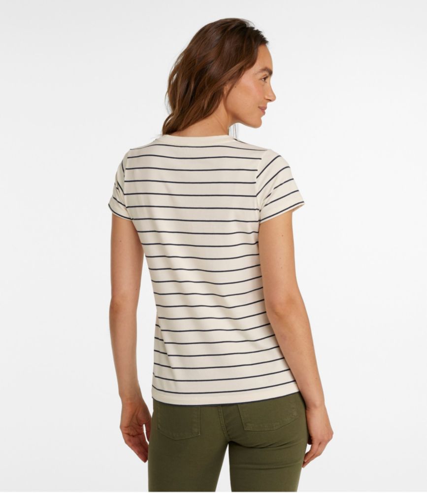 Women's Soft Stretch Supima Tee, Scoopneck Short-Sleeve Stripe - leoleo123123