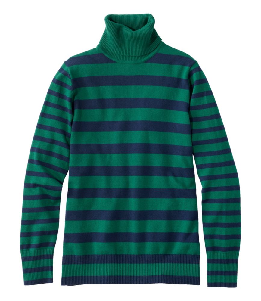 Women's Cotton/Cashmere Sweater, Turtleneck Stripe - leoleo123123
