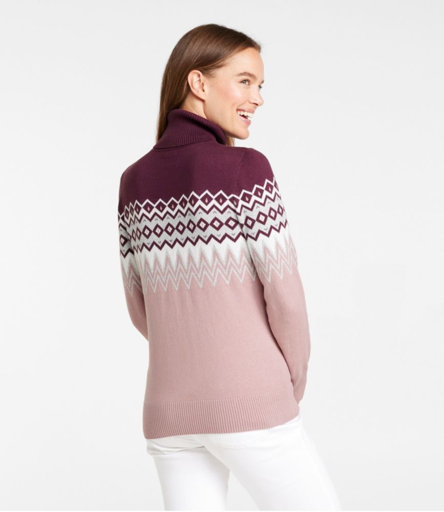Women's Cotton/Cashmere Sweater, Turtleneck Intarsia - leoleo123123