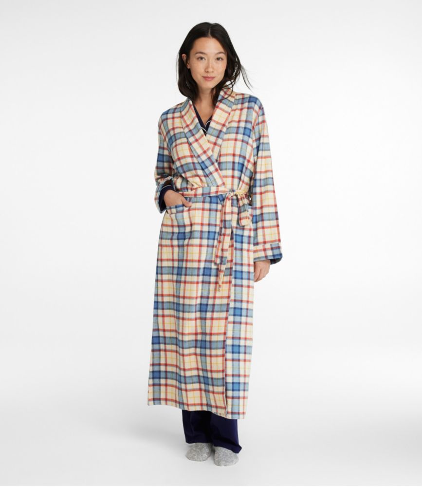 Women's Scotch Plaid Flannel Robe - leoleo123123