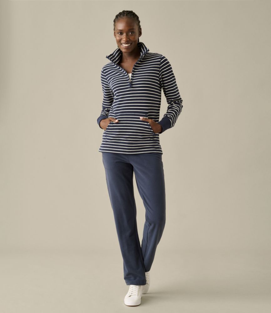Women's Ultrasoft Sweats, Quarter-Zip Pullover Stripe - leoleo123123