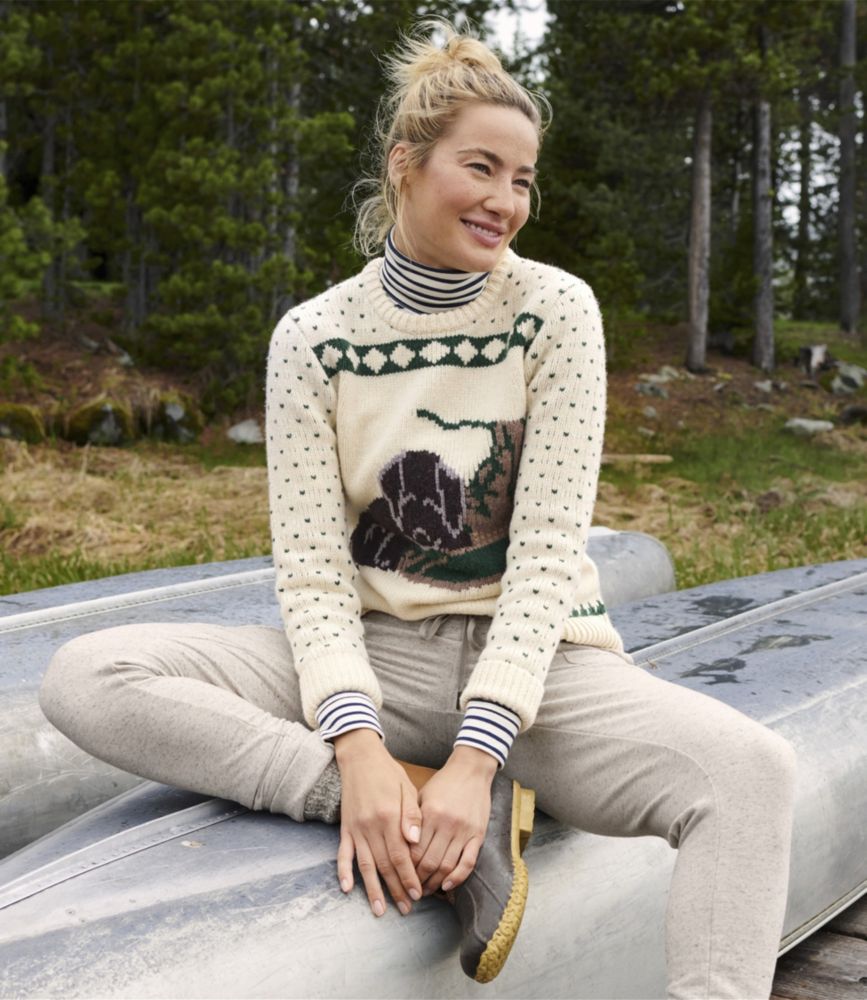 Women's Bean's Classic Ragg Wool Crewneck Intarsia Sweater - leoleo123123