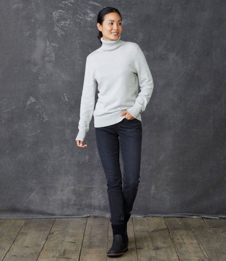 Women's Cotton/Cashmere Sweater, Turtleneck - leoleo123123