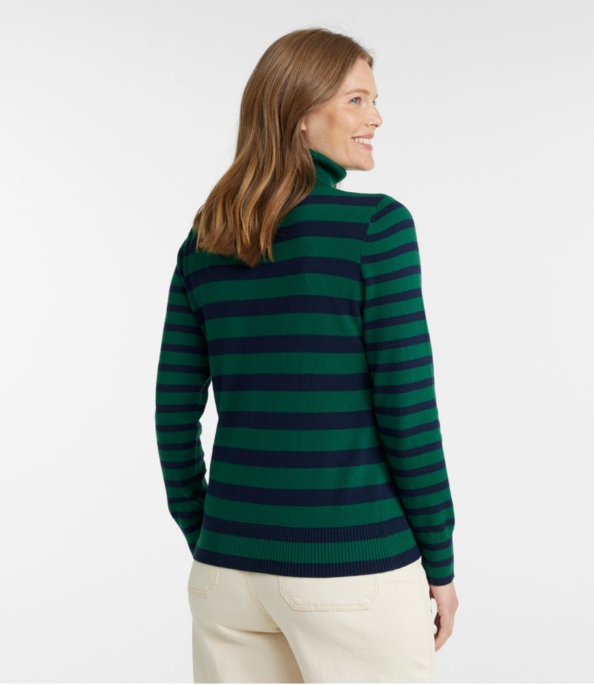 Women's Cotton/Cashmere Sweater, Turtleneck Stripe - leoleo123123