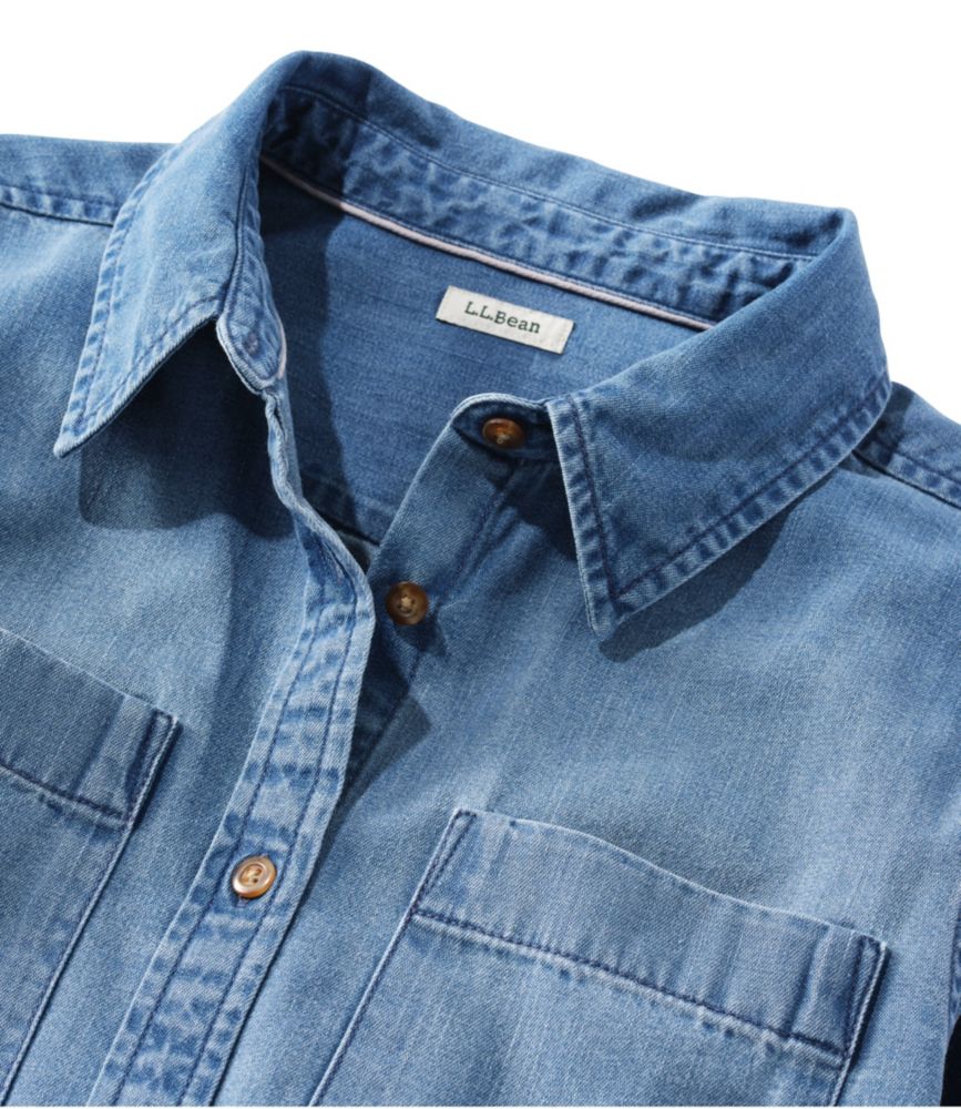 Women's L.L. Bean Heritage Washed Denim Shirt Dress - leoleo123123