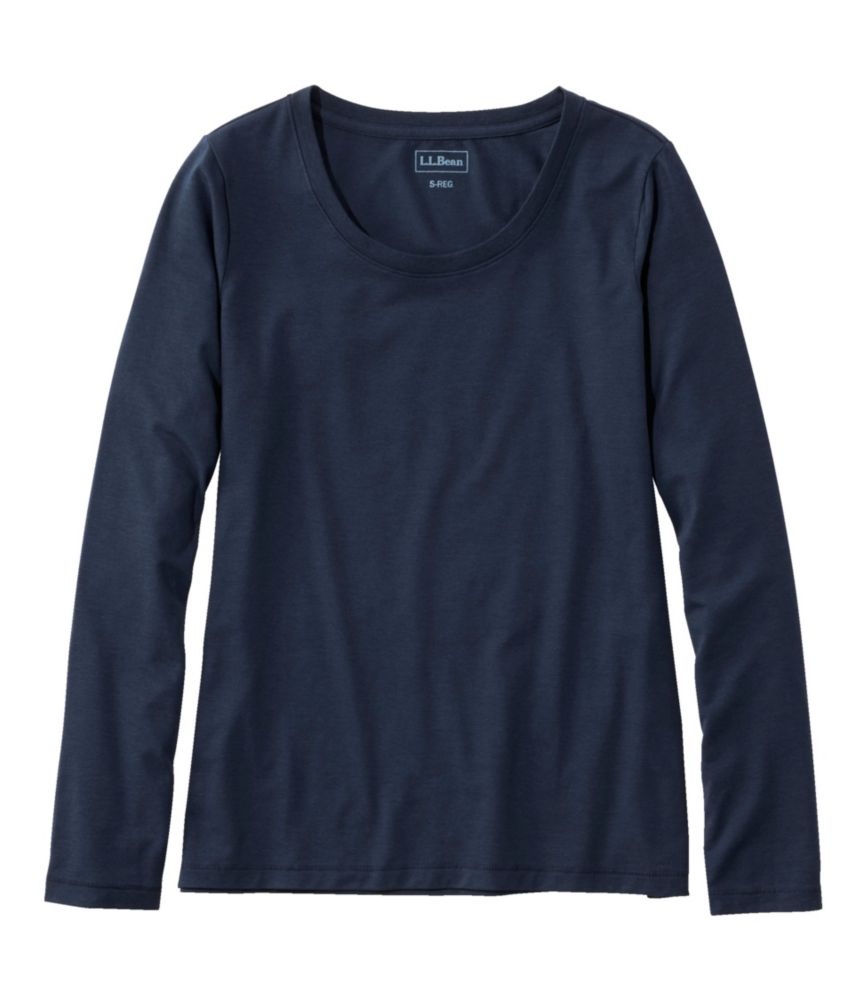 Women's Soft Stretch Supima Tee, Scoopneck Long-Sleeve - leoleo123123
