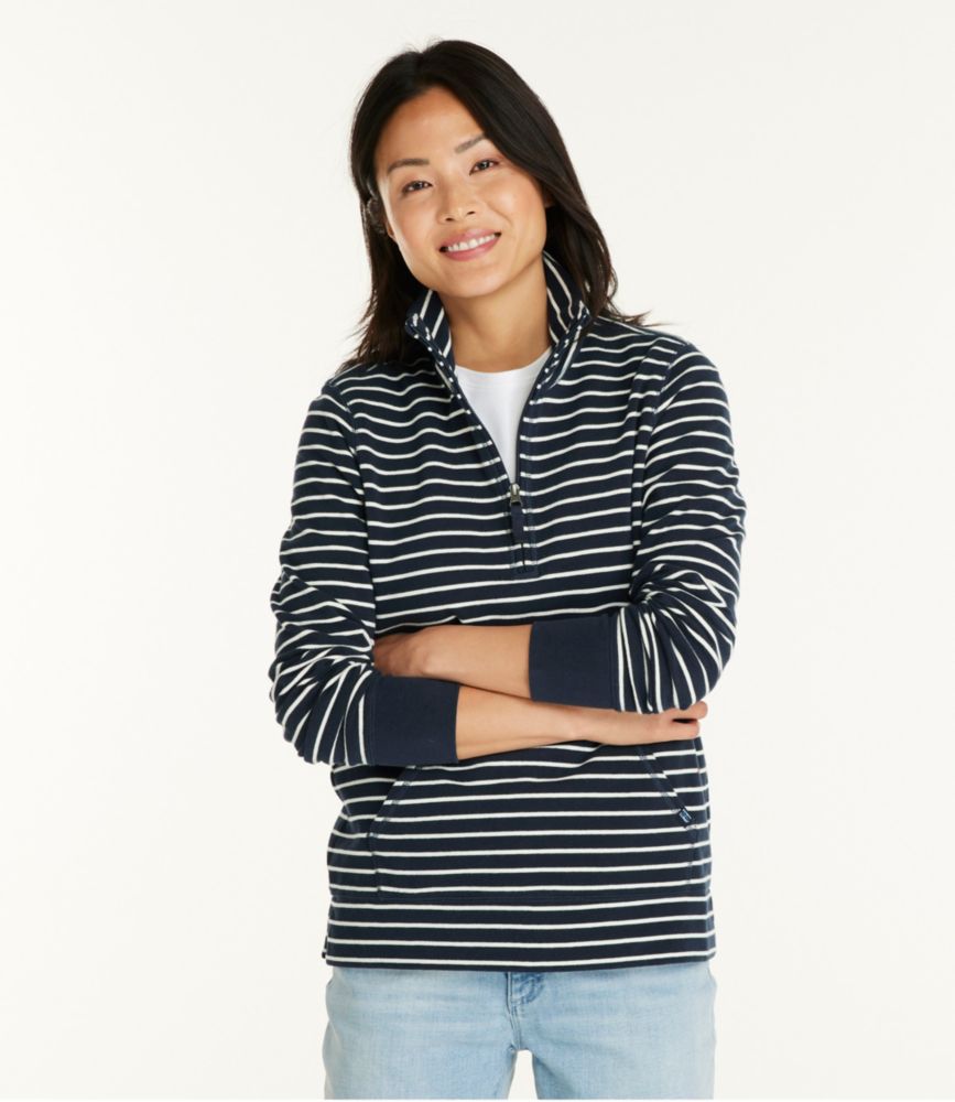 Women's Ultrasoft Sweats, Quarter-Zip Pullover Stripe - leoleo123123