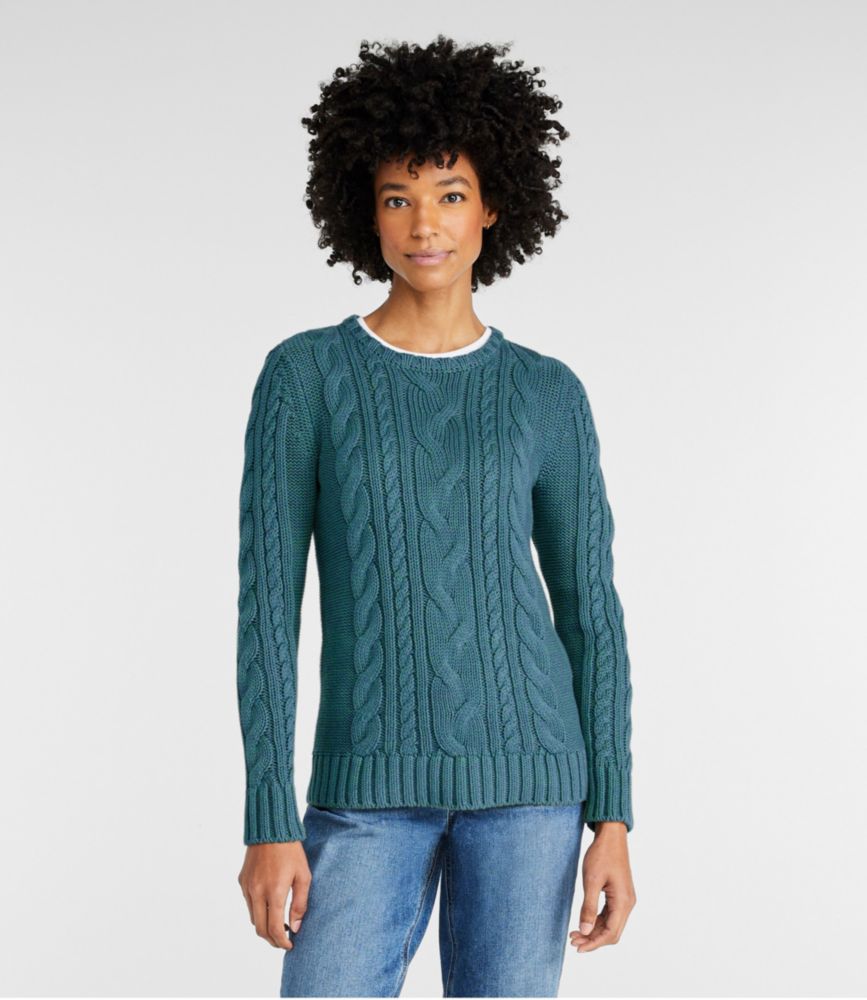 Women's Double L® Cable Sweater, Crewneck - leoleo123123