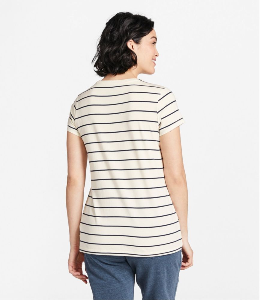 Women's Soft Stretch Supima Tee, Crewneck Short-Sleeve Striped - leoleo123123