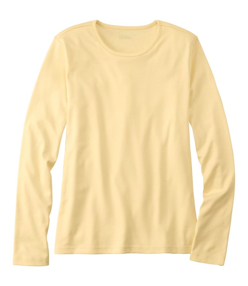 Women's Pima Cotton Tee, Long-Sleeve Crewneck - leoleo123123