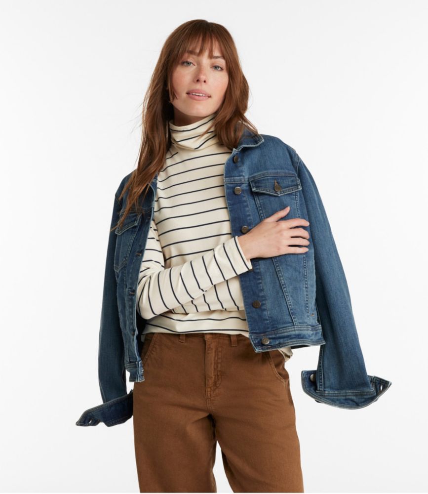 Women's Soft Stretch Supima Tee, Turtleneck Stripe - leoleo123123