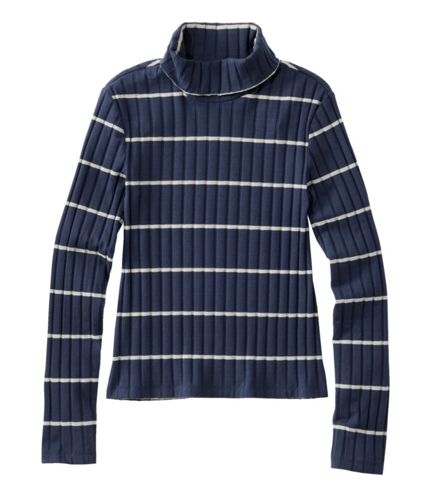 Women's Signature Ribbed Turtleneck, Stripe - leoleo123123