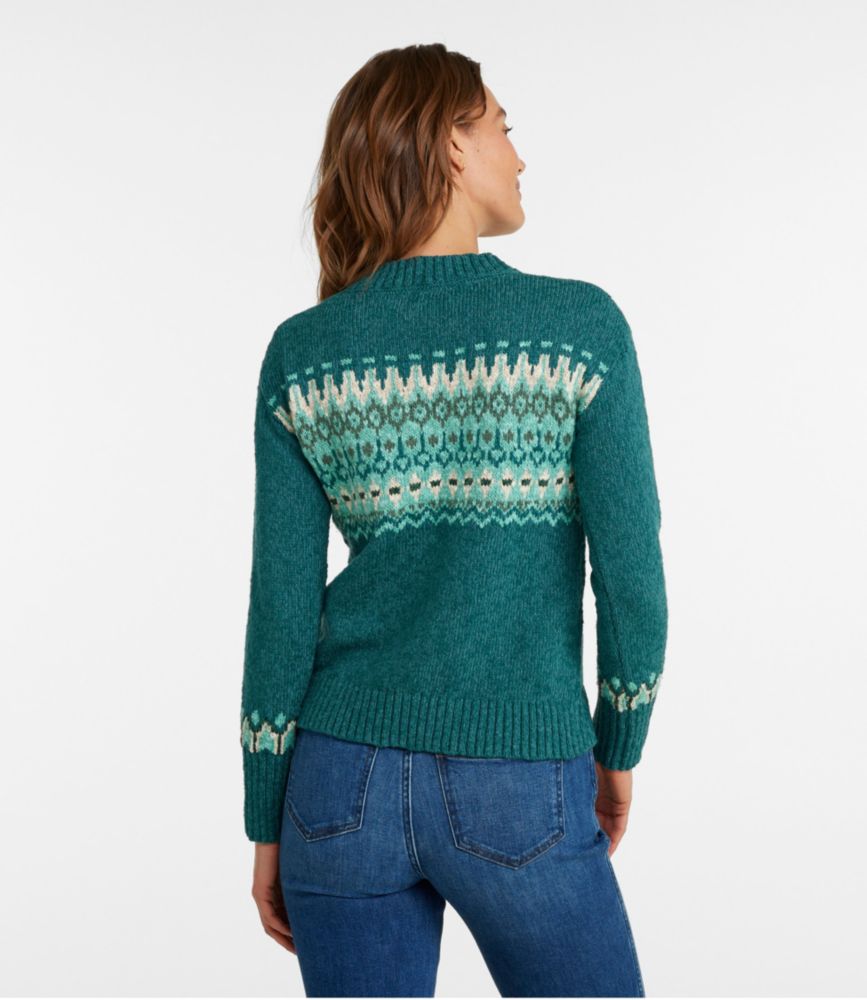 Women's Cotton Ragg Sweater, Crewneck Fair Isle - leoleo123123