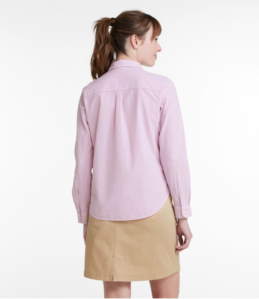 Women's Vacationland Seersucker Shirt, Long-Sleeve - leoleo123123