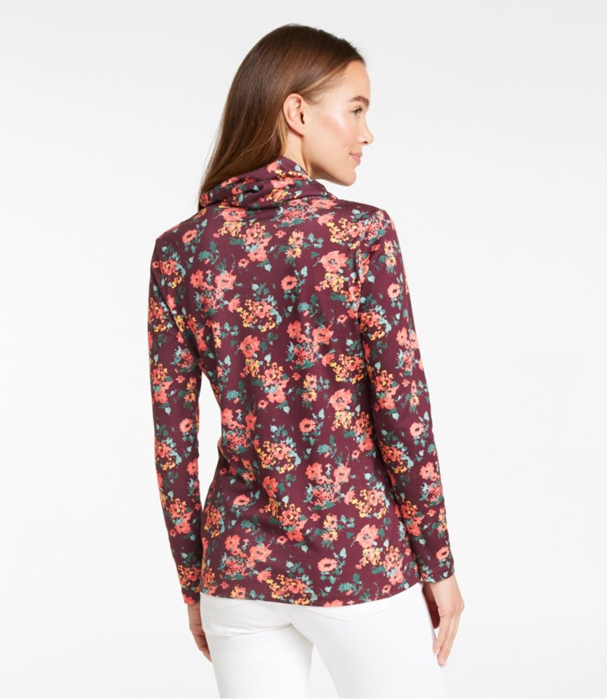 Women's Pima Cotton Tee, Long-Sleeve Cowlneck Print - leoleo123123