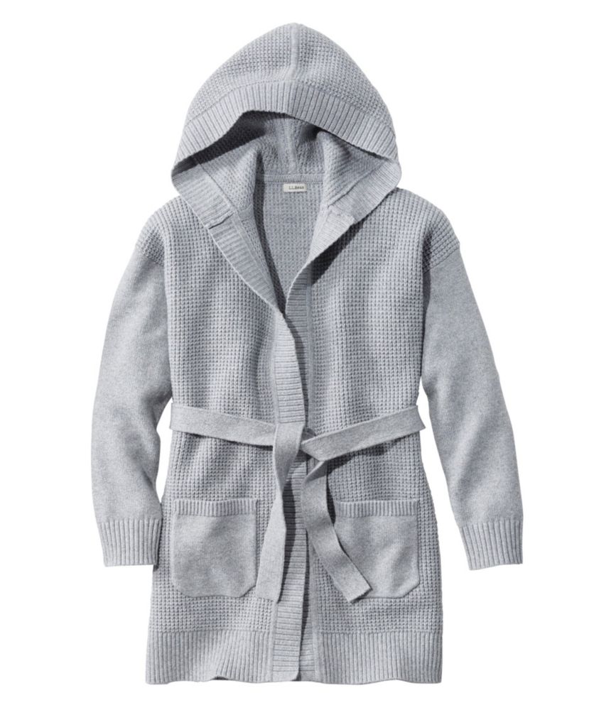Women's All-Day Waffle Sweater, Hooded Wrap Cardigan - leoleo123123