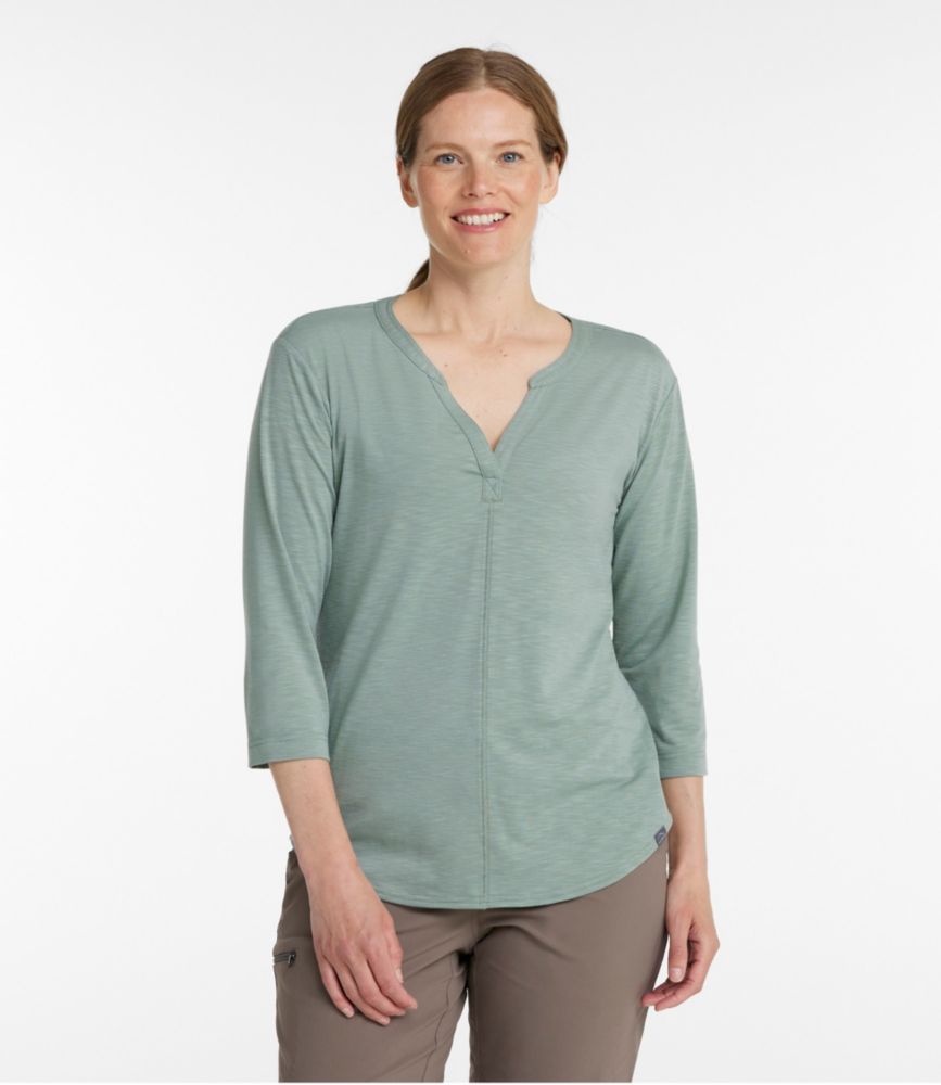 Women's Streamside Tee, Three-Quarter-Sleeve Splitneck - leoleo123123