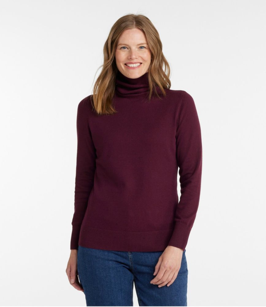 Women's Cotton/Cashmere Sweater, Turtleneck - leoleo123123