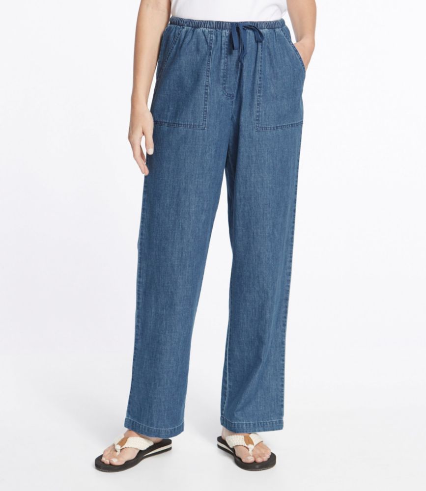 Women's Sunwashed Denim Pants, Straight-Leg - leoleo123123