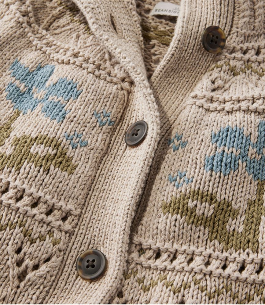 Women's Signature Cotton Fisherman Sweater, Short Cardigan Fair Isle - leoleo123123