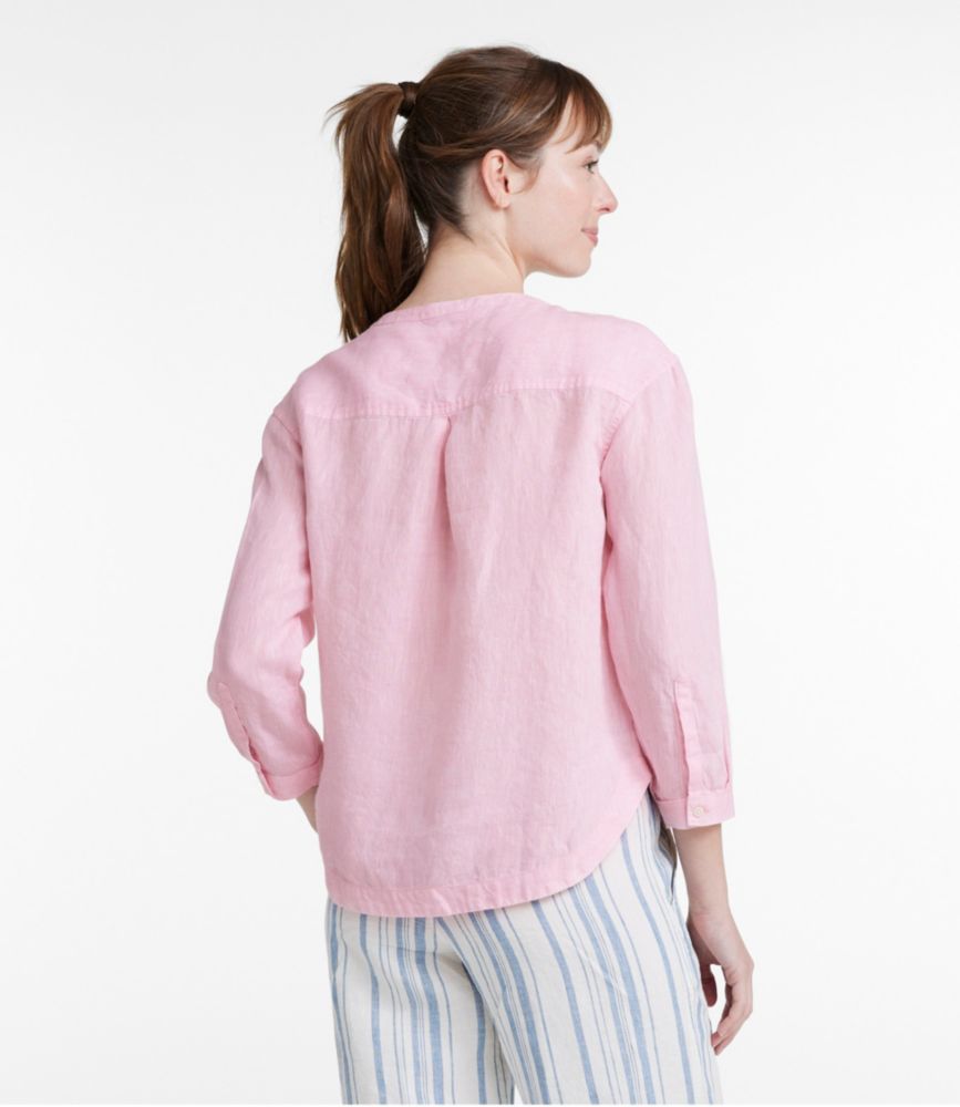 Women's Premium Washable Linen Shirt, Splitneck - leoleo123123