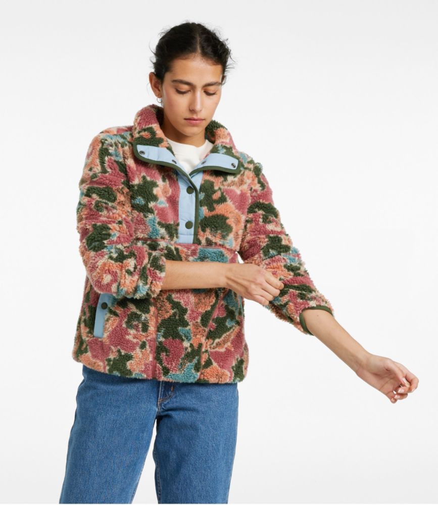 Women's Bean's Sherpa Fleece Pullover, Print - leoleo123123
