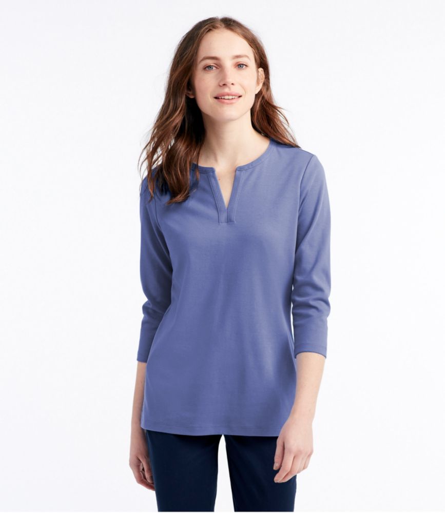 Women's L.L.Bean Tee, Three-Quarter-Sleeve Splitneck Tunic - leoleo123123