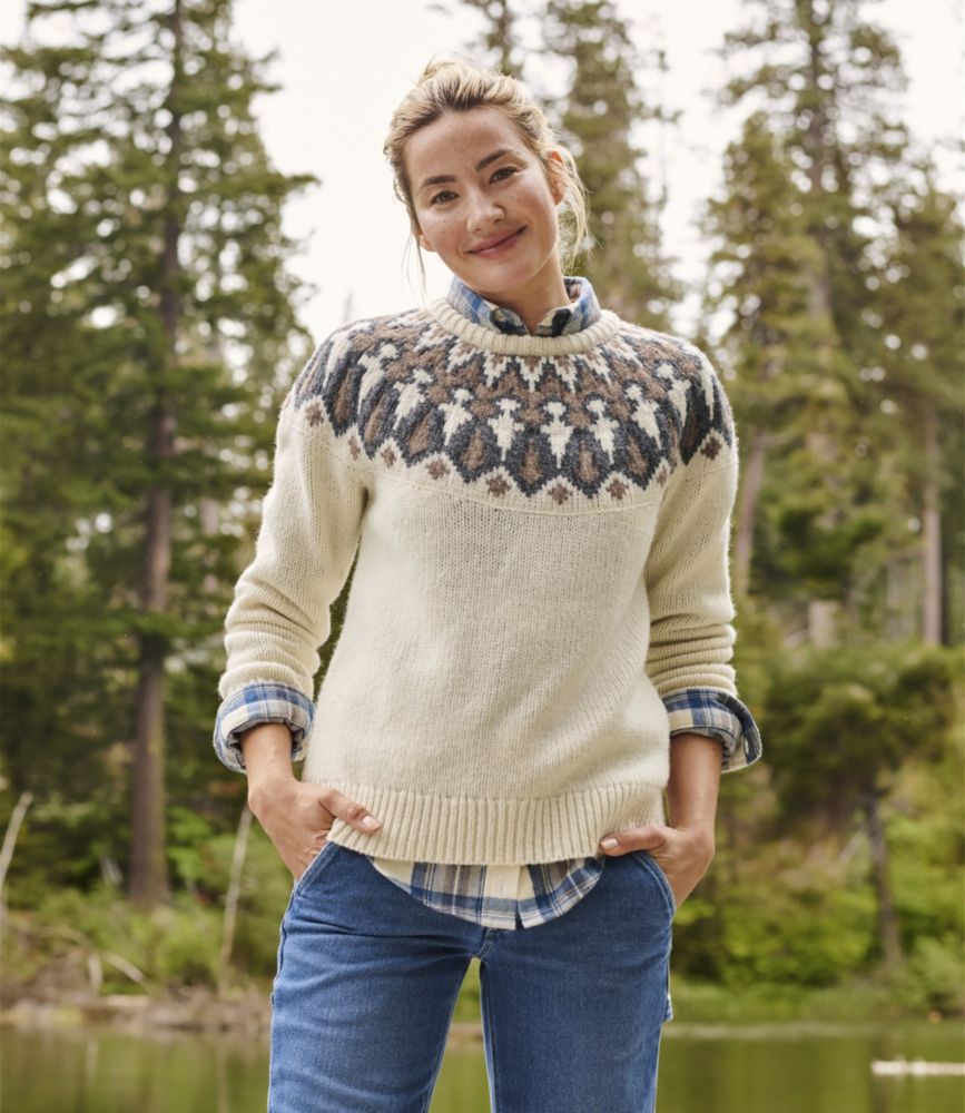 Women's Bean's Classic Ragg Wool Sweater, Crewneck Fair Isle - leoleo123123