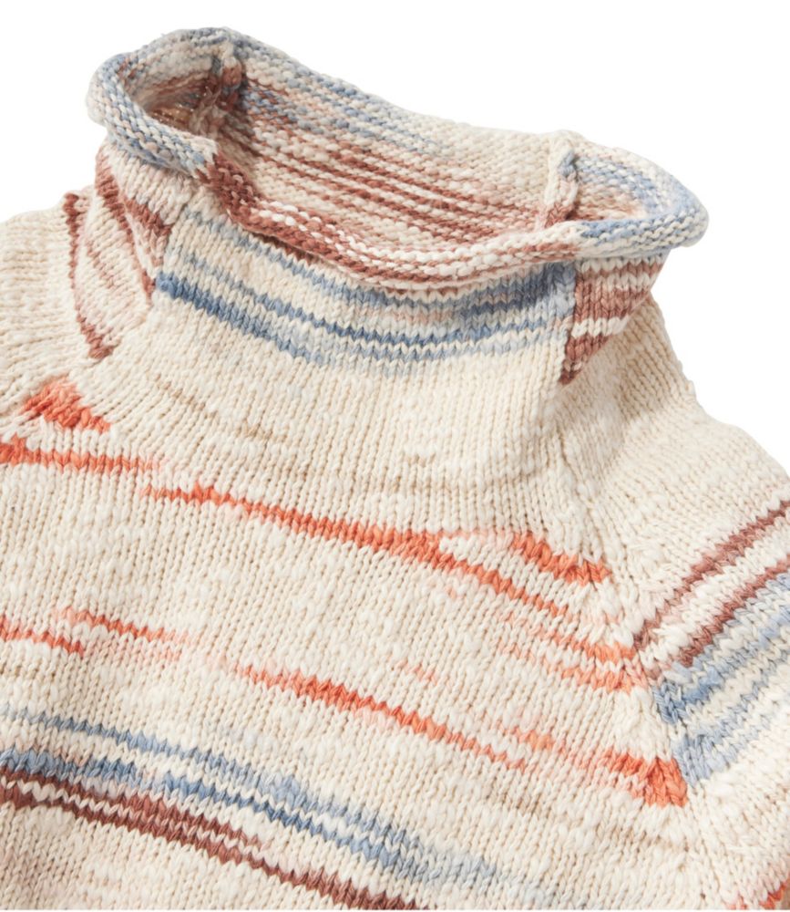 Women's Cotton Ragg Sweater, Funnelneck Pullover Space-Dye - leoleo123123