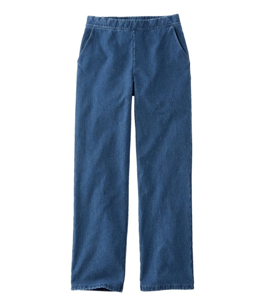 Women's Perfect Fit Pants, Denim Straight-Leg Fleece-Backed - leoleo123123