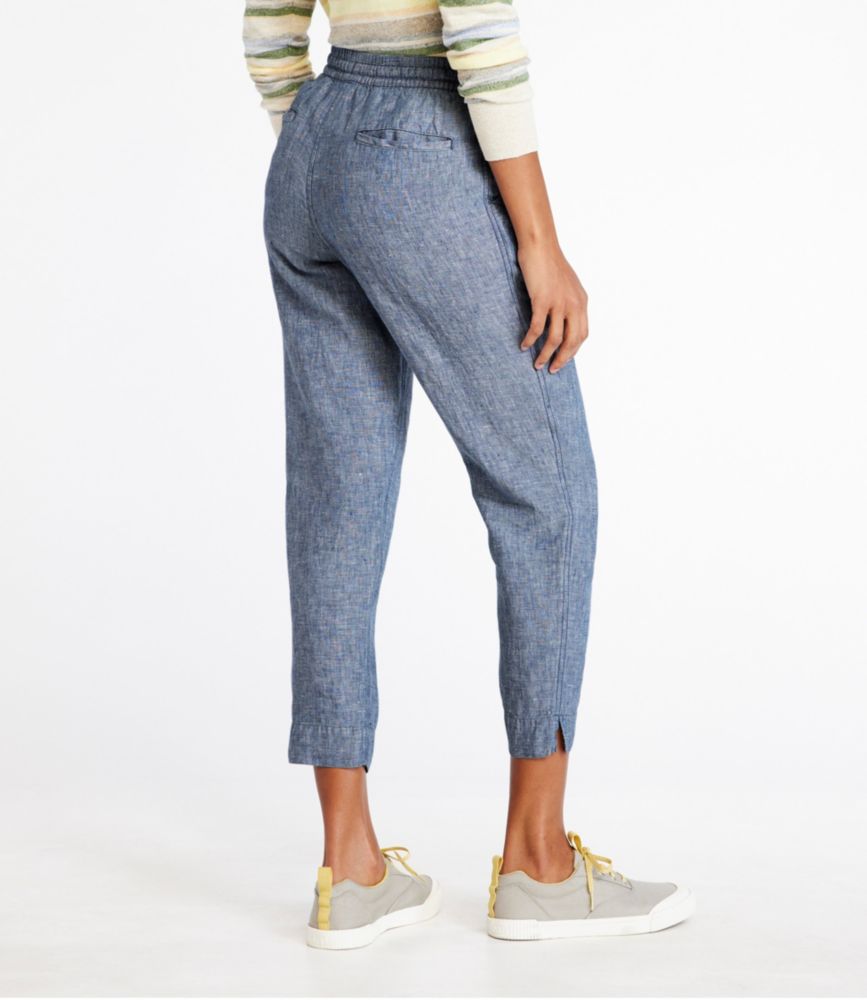 Women's Premium Linen Breezy Pull-On Ankle Pants, Mid-Rise Tapered-Leg - leoleo123123