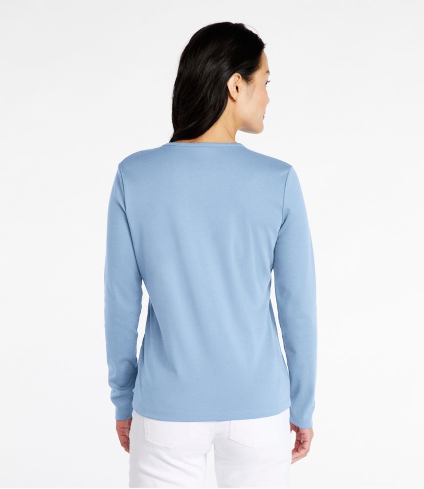 Women's Pima Cotton Tee, Long-Sleeve Crewneck - leoleo123123