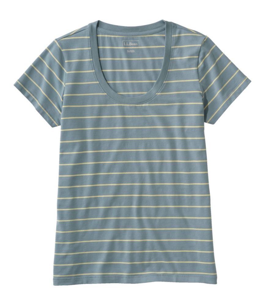 Women's Soft Stretch Supima Tee, Scoopneck Short-Sleeve Stripe - leoleo123123