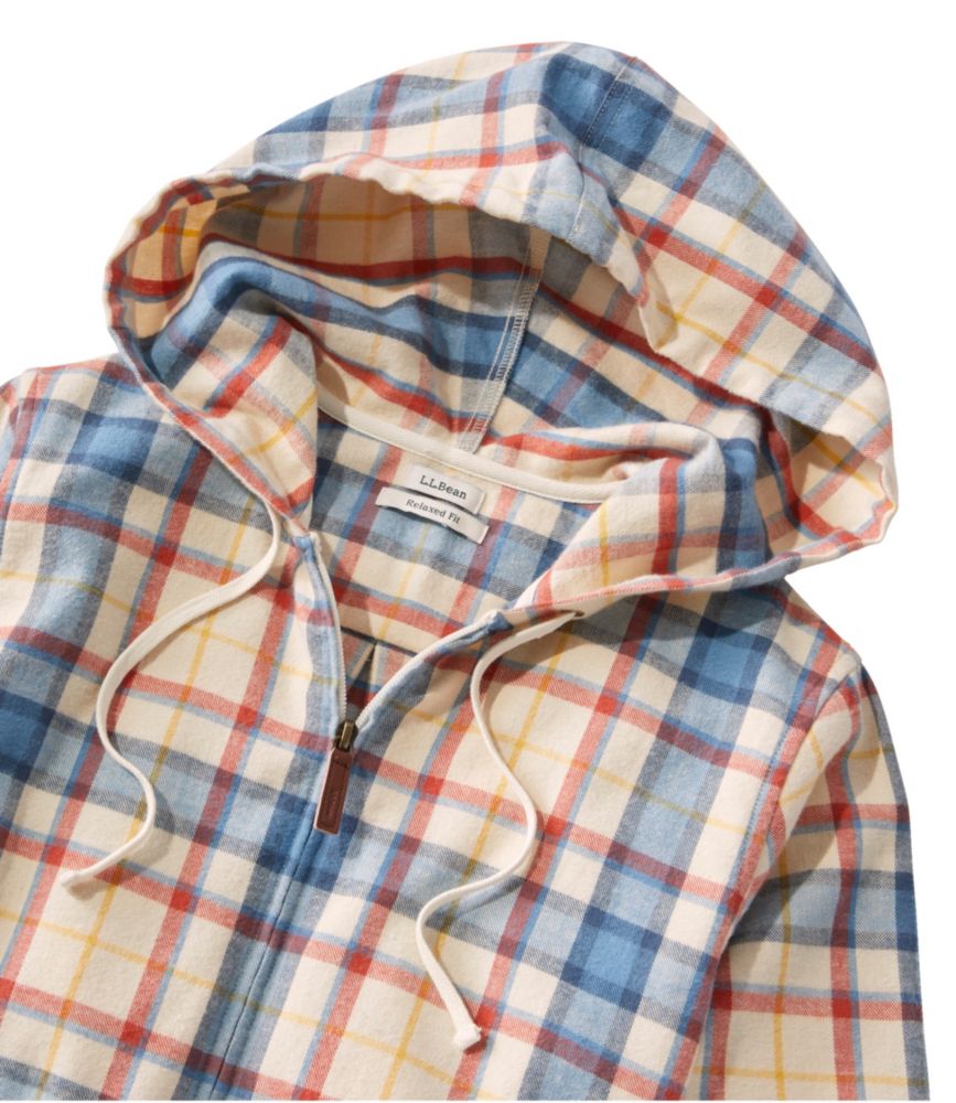 Women's Scotch Plaid Flannel Shirt, Relaxed Zip Hoodie - leoleo123123