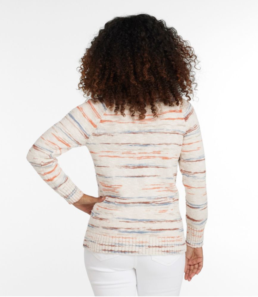 Women's Cotton Ragg Sweater, Funnelneck Pullover Space-Dye - leoleo123123