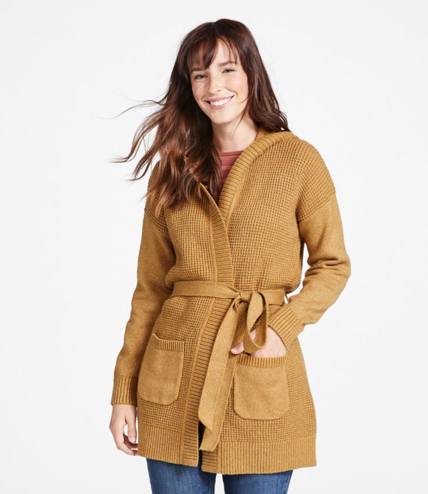 Women's All-Day Waffle Sweater, Hooded Wrap Cardigan - leoleo123123