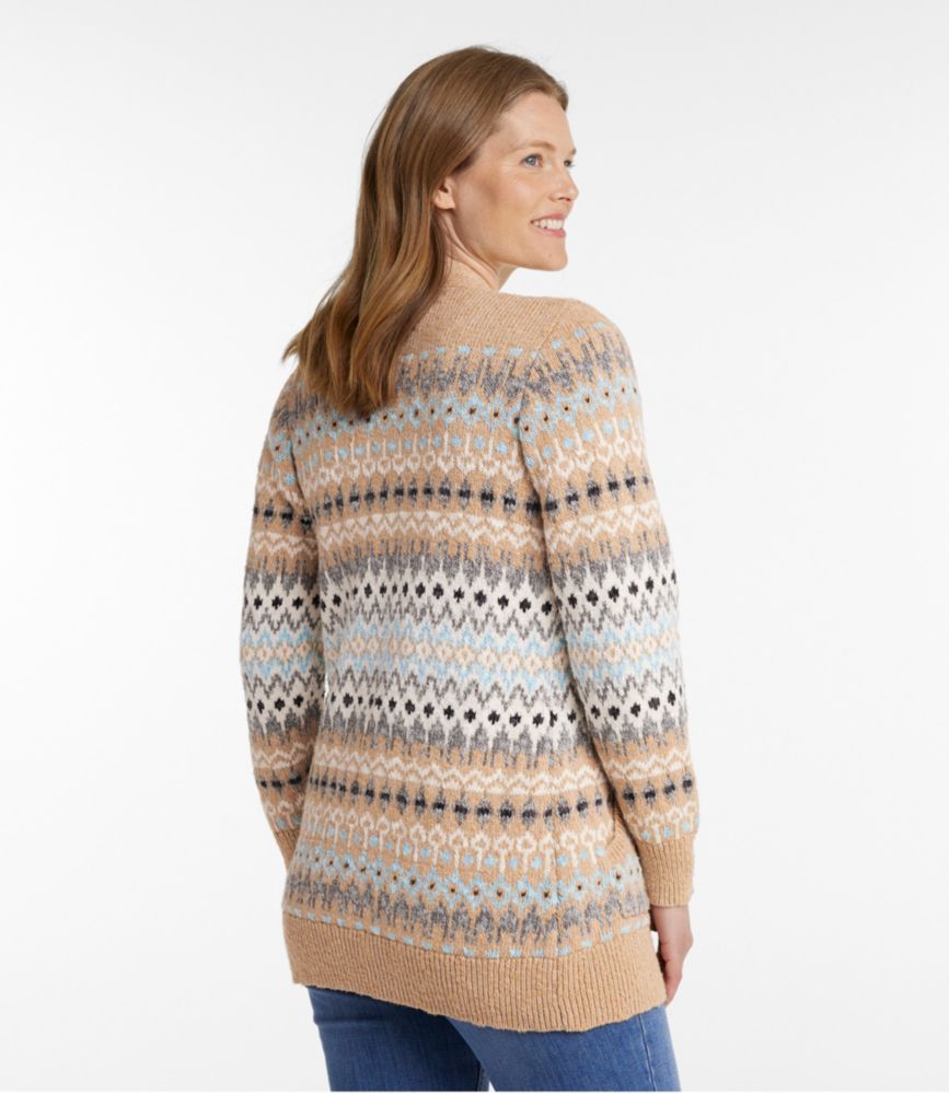Women's Cotton Ragg Sweater, Open Cardigan Fair Isle - leoleo123123