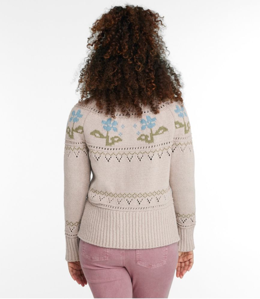 Women's Signature Cotton Fisherman Sweater, Short Cardigan Fair Isle - leoleo123123