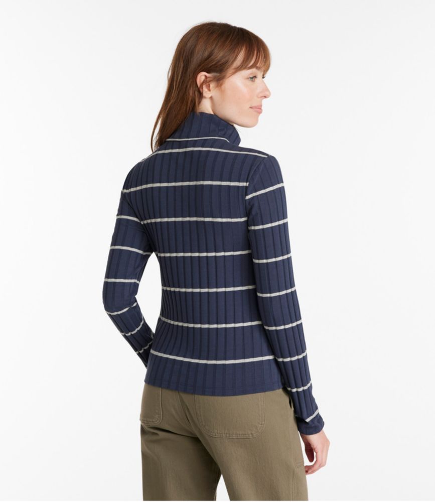 Women's Signature Ribbed Turtleneck, Stripe - leoleo123123
