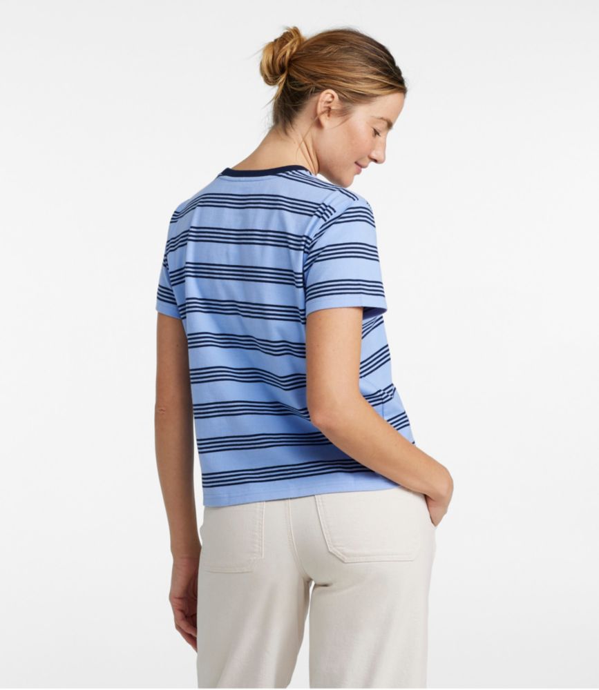 Women's Saturday T-Shirt, Crewneck Short-Sleeve Stripe - leoleo123123