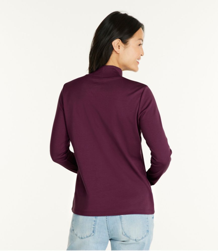 Women's Pima Cotton Tee, Long-Sleeve Mockneck - leoleo123123