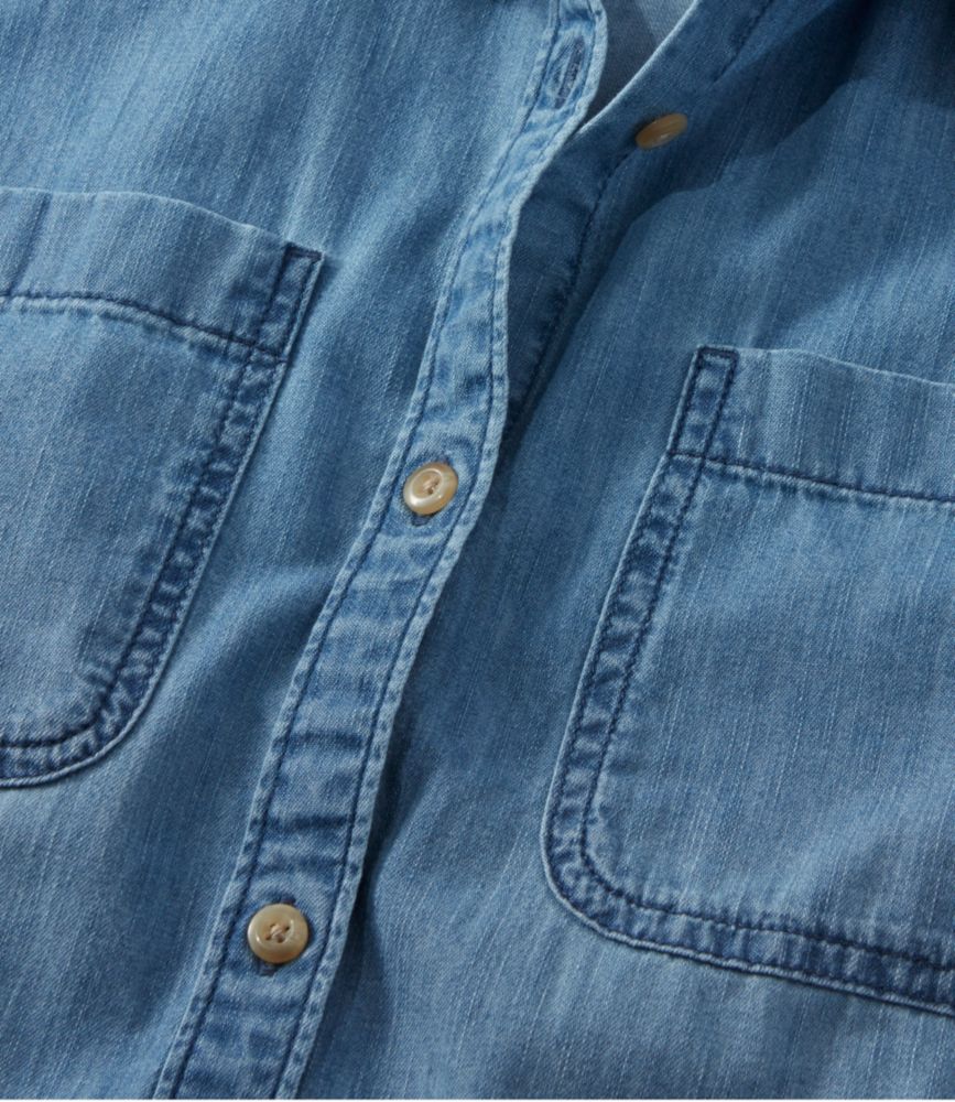 Women's L.L. Bean Heritage Washed Lightweight Denim Shirt, Short-Sleeve - leoleo123123