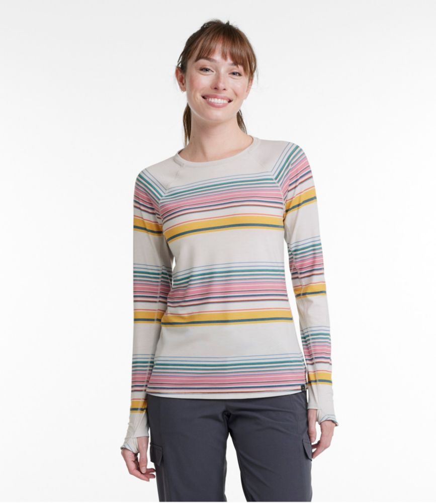 Women's Everyday SunSmart® Tee, Crewneck Long-Sleeve Stripe - leoleo123123
