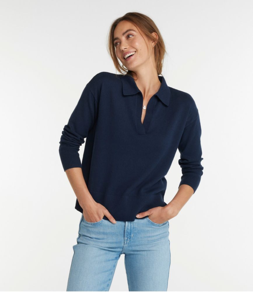 Women's Cotton/Cashmere Sweater, Polo - leoleo123123
