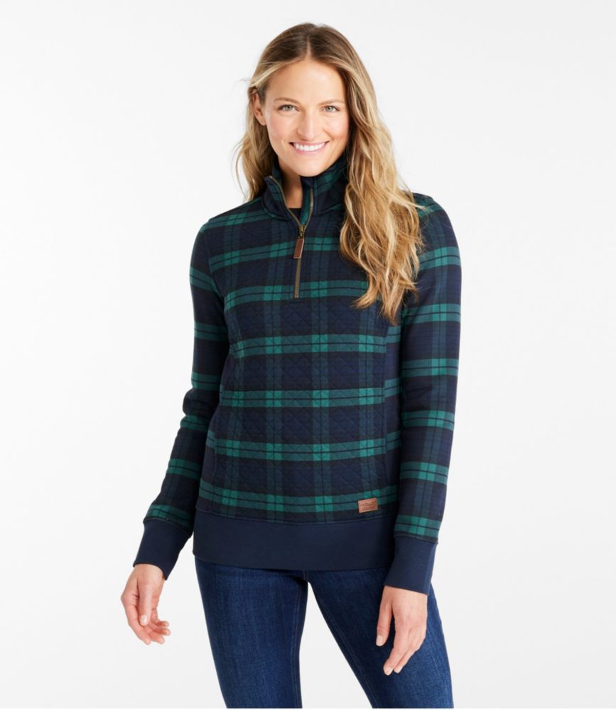 Women's Quilted Quarter-Zip Pullover, Print - leoleo123123