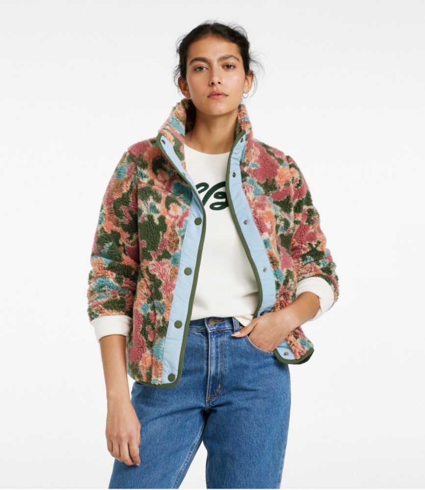 Women's Bean's Sherpa Fleece Jacket, Print - leoleo123123
