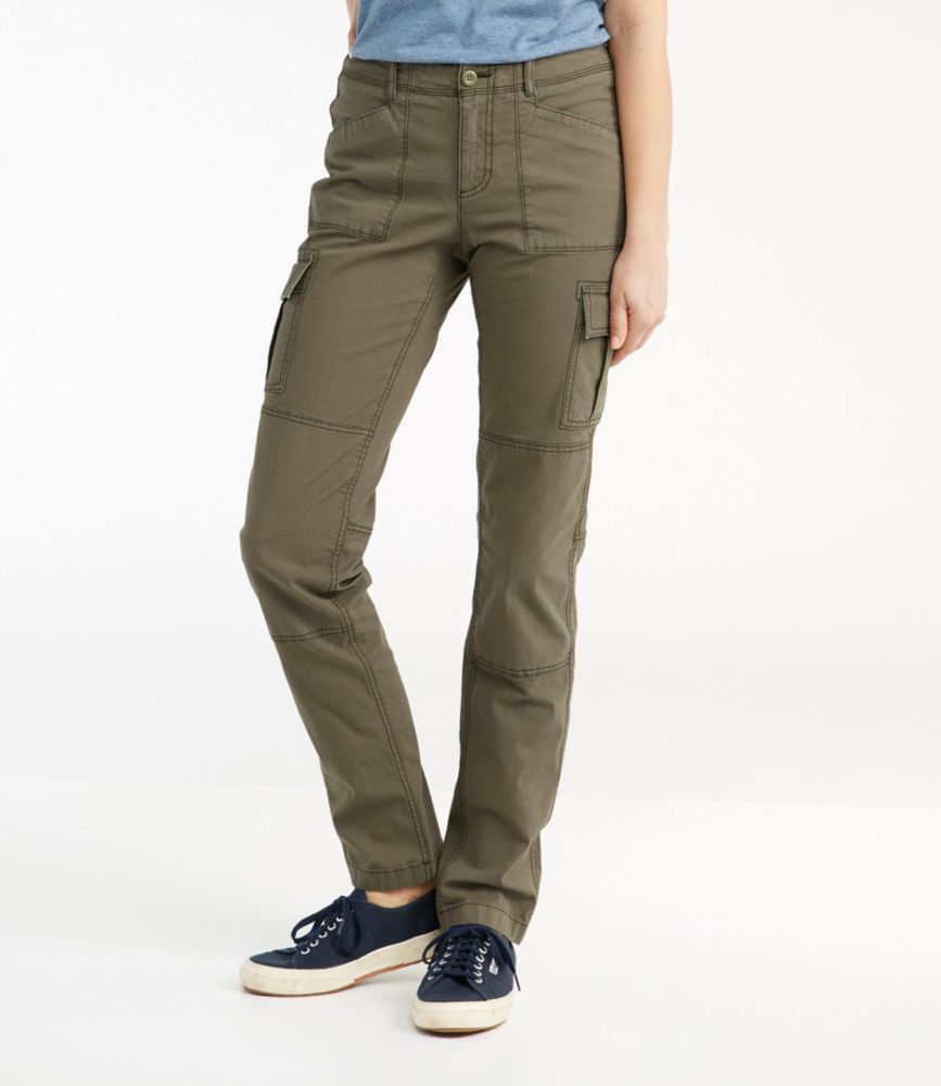 Women's Stretch Canvas Cargo Pants, Mid-Rise Straight-Leg - leoleo123123